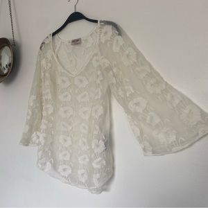 Vintage Guess White Lace Bell Sleeve Top